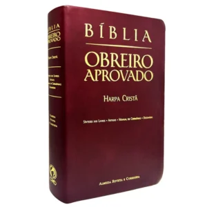 Bíblia Obreiro Aprovado Média Luxo Harpa Cristã Vinho - Imagem 1