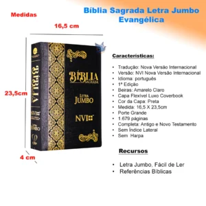 Bíblia Sagrada Jumbo NVI Coverbook Preta - Imagem 3